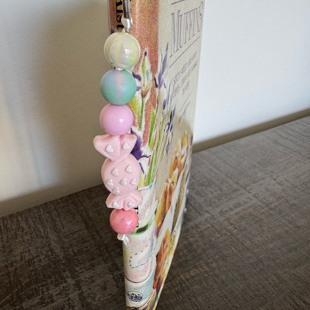 Pink & Colorful Candy Wrapper Bookmark with Heart Design - NWOT